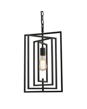 Load image into Gallery viewer, Black Modern Farmhouse Pendant 1-Light Geometric Cage Pendant Light Hall Foyer Mini Island 1478CDR Chandelier
