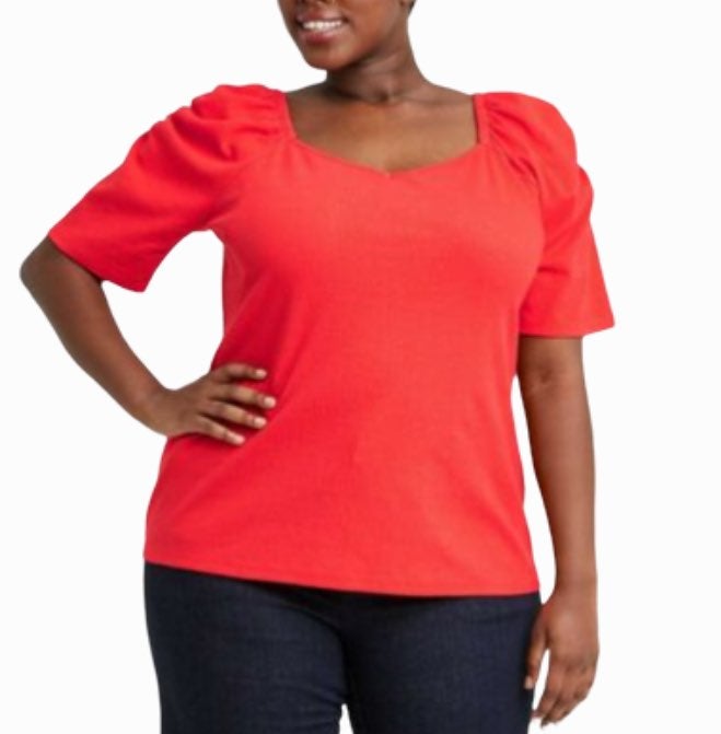 Women's Plus Size Puff Sleeve Top
