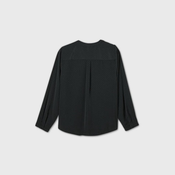 Women's Plus Size Long Sleeve Essential Pop Over Blouse