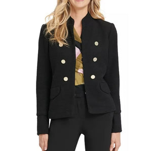 Women's Stand-Collar Double-Breasted Military Jacket by DKNY