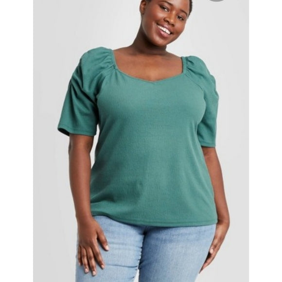 Women's Plus Size Puff Sleeve Top