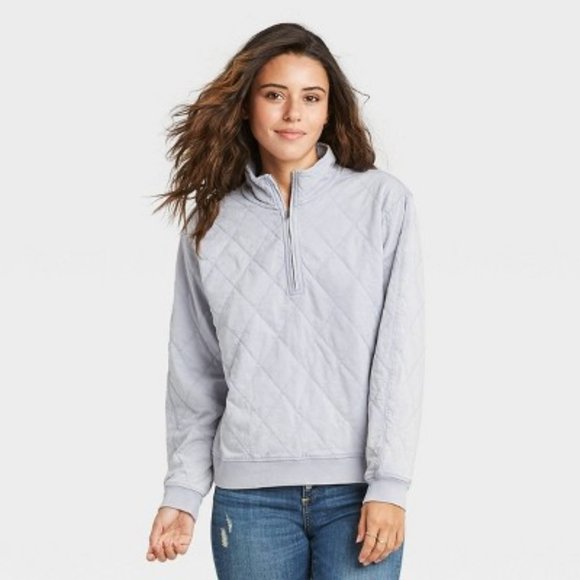 Women's Quarter Zip Quilted Pullover Sweatshirt