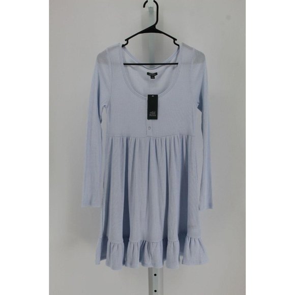 Women's Long Sleeve Waffle Knit Babydoll Dress