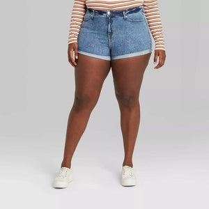 Women's High Rise Rolled Cuff Jean Shorts
