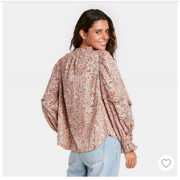 Women's Long Sleeve Ruffle Blouse