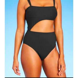 Women's Ribbed Cutout One Piece Swimsuit