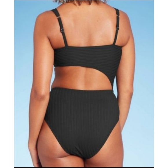 Women's Ribbed Cutout One Piece Swimsuit