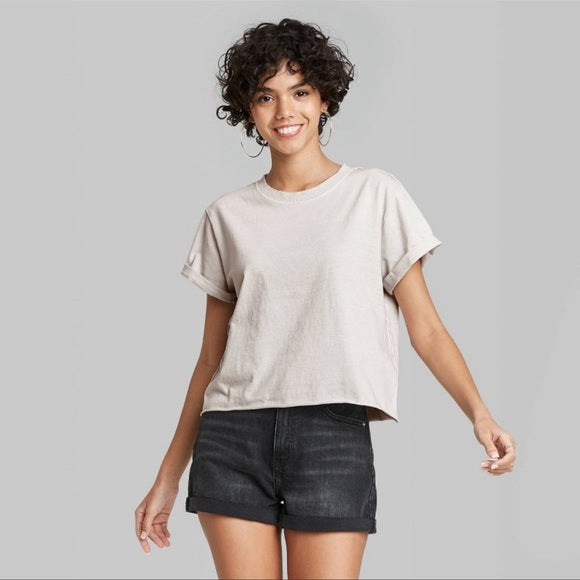 Women's Short Sleeve Roll Cuff Tshirt