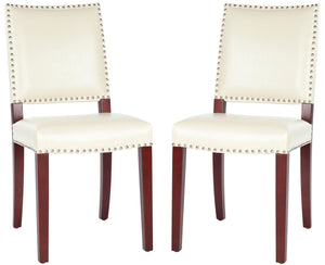 James Flat Cream/Cherry Mahogany Bicast Leather Side Chair - Set of 2 (SB338)
