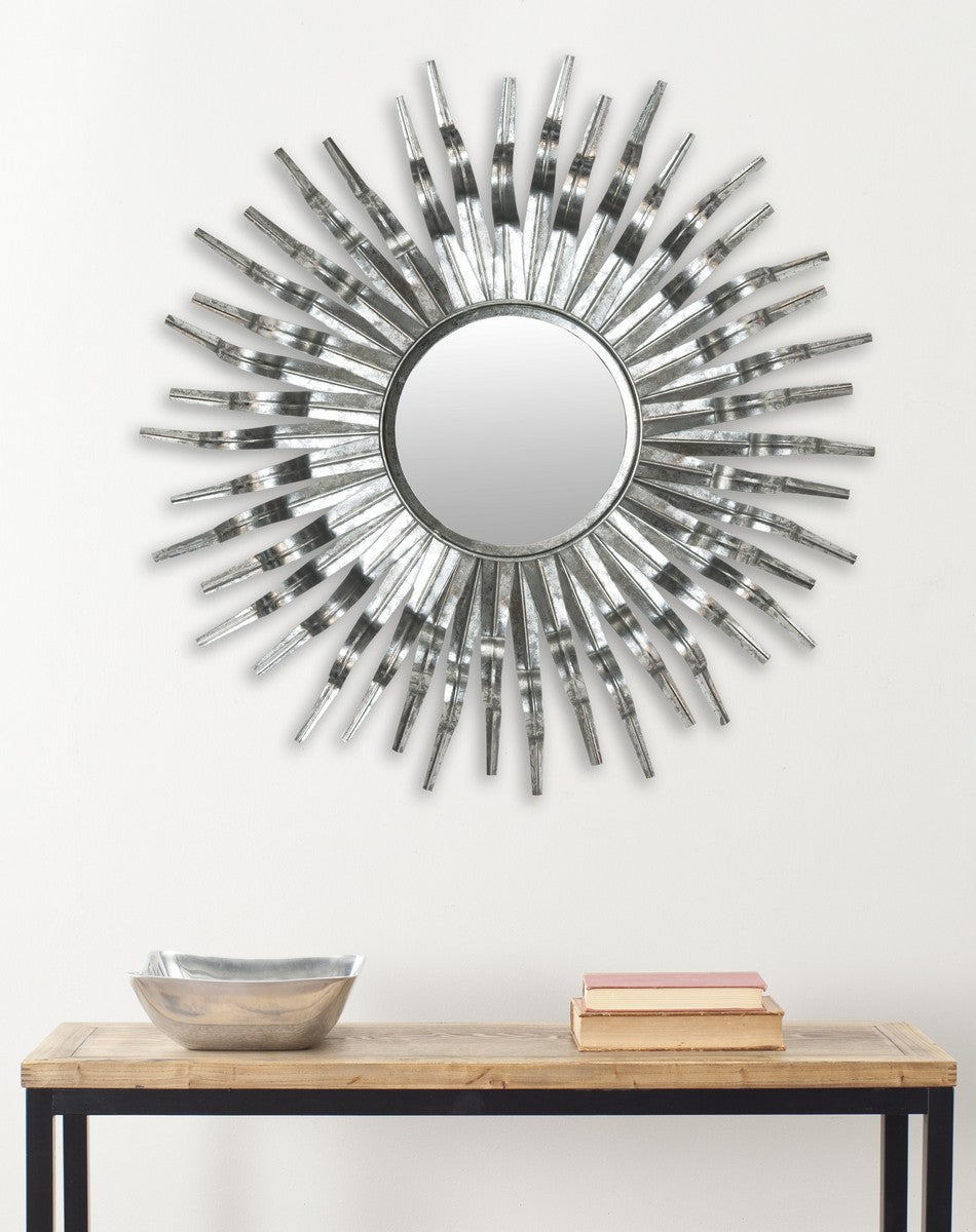Sun 36-in L x 36-in W Sunburst Silver Framed Wall Mirror (SB361)