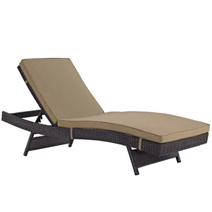 Wicker outdoor Patio Chaise Lounge in Espresso with Mocha Cushions #9135