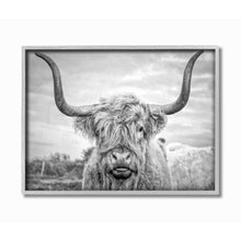 Load image into Gallery viewer, 16 in. x 20 in. &quot;Black and White Highland Cow Photograph&quot; by Joe Reynolds Framed Wall Art - 728CE
