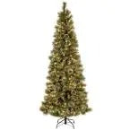 Load image into Gallery viewer, 7.5 ft. Glittery Bristle Pine Slim Artificial Christmas Tree with Warm White LED Lights

