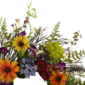 24" Spring Garden Wreath With Twig Base By Nearly Natural
