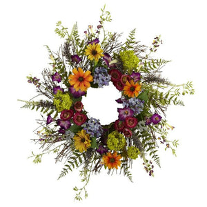 24" Spring Garden Wreath With Twig Base By Nearly Natural