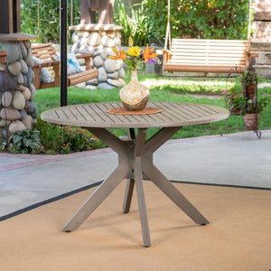 Stamford Gray Round Wood Outdoor Dining Table 3808RR