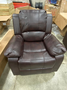 Brown Big and Tall Heavy Duty Faux Leather 8-Point Massage Recliner with Remote Control And Side Pocket