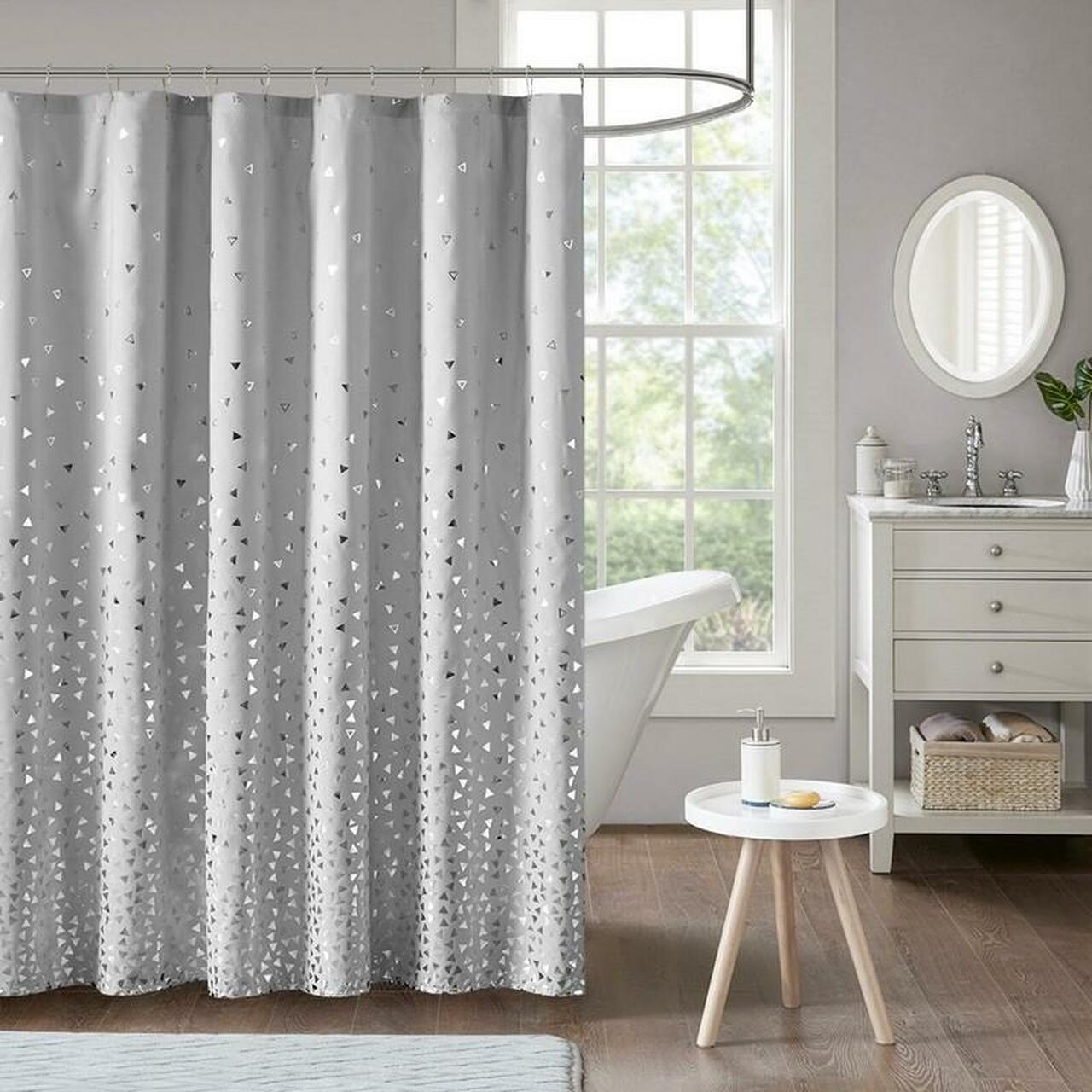 Intelligent Design Metallic Printed Shower Curtain -72X72