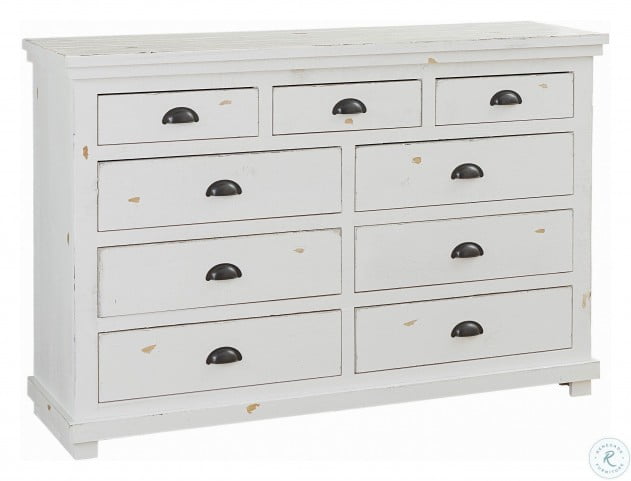 Willow Distressed White  Drawer Dresser 5263RR