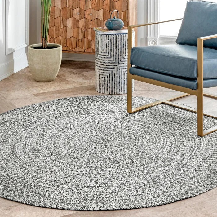 Abdulrahman Handmade Braided Gray Indoor / Outdoor Area Rug 6153RR