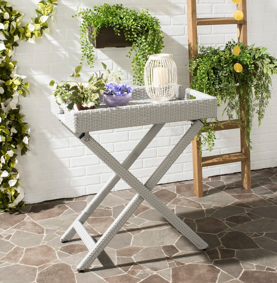 Bardia Grey Wicker Outdoor Side Table (SB1089)