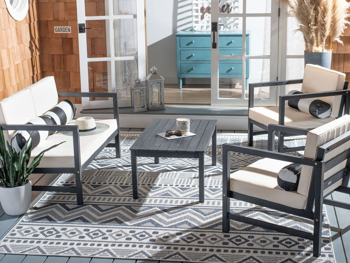 Montez 4-Piece Wood Frame Patio Conversation Set with Cushions #980HW