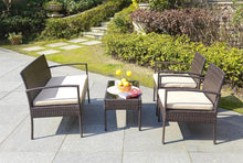 Load image into Gallery viewer, Mattia Brown 4-Piece Wicker Patio Conversation Set with Beige Cushions #965HW
