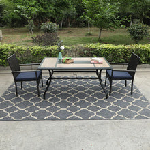 Load image into Gallery viewer, Phi Villa Geometric Wood-look Patio Dining Table with Umbrella Hole
