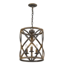 Load image into Gallery viewer, Antique Black Iron Patrice 3 - Light Unique / Statement Cylinder Pendant #9870
