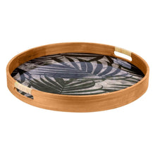 Load image into Gallery viewer, Maricel Coastal Beach Palm Leaf Patterned Teak Wood Round Tray
