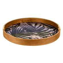 Load image into Gallery viewer, Maricel Coastal Beach Palm Leaf Patterned Teak Wood Round Tray

