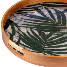 Load image into Gallery viewer, Maricel Coastal Beach Palm Leaf Patterned Teak Wood Round Tray
