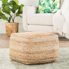 Load image into Gallery viewer, Jaipur Living Sangam Coastal Beige Jute Square Pouf
