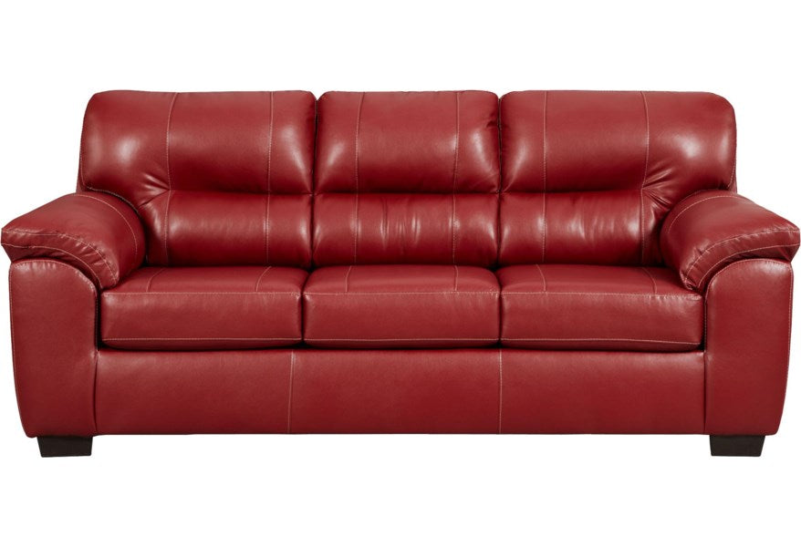 Wilcox Faux Leather Sofa Red