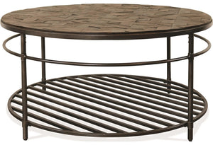 RUSTIC ROUND COCKTAIL TABLE WITH RECLAIMED TOP Hillcrest Collection by Riverside Furniture 5928RR