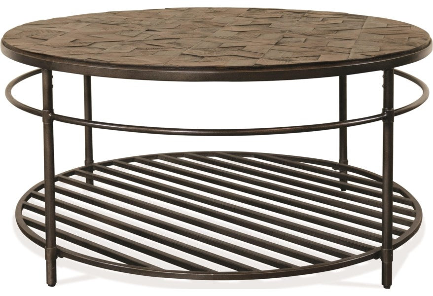 RUSTIC ROUND COCKTAIL TABLE WITH RECLAIMED TOP Hillcrest Collection by Riverside Furniture 5928RR
