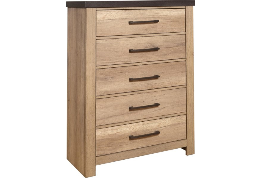 Samuel Lawrence Beige Barnwood 5 Drawer Chest