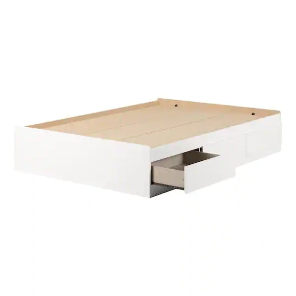 Fusion Pure White Full Bed 55.5 in. W with 3-Drawers