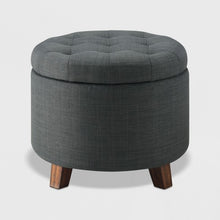 Load image into Gallery viewer, Tufted Round Storage Ottoman
