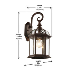 Load image into Gallery viewer, Wall Mount 1-Light Outdoor Rust Coach Wall Lantern Sconce with Clear Glass - 320CE

