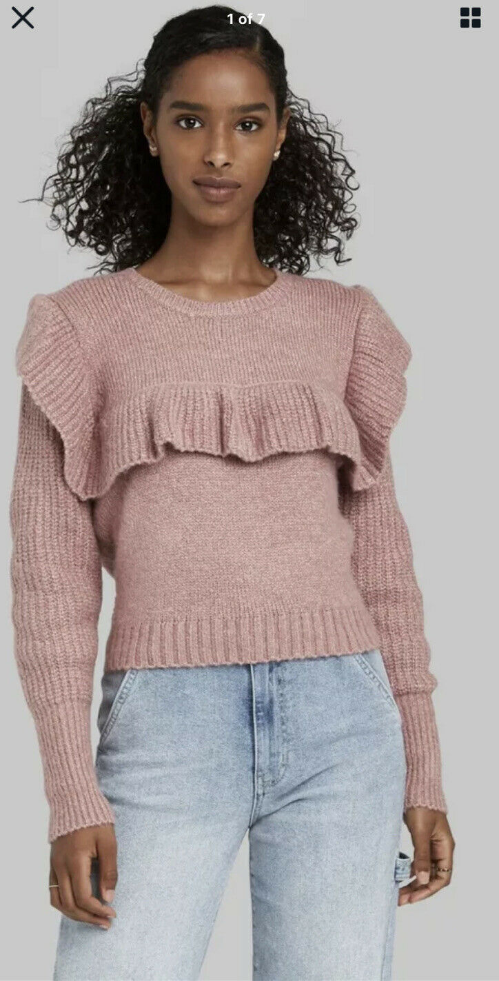 Women's Knitted Sweater with Ruffle