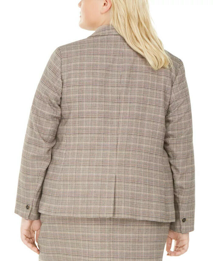 Women's Plus Size Trendy One-Button Plaid Blazer by Bar III