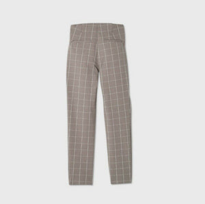Women's Gray Checkered Pants High Rise Ankle