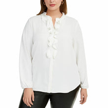 Load image into Gallery viewer, Women&#39;s Plus Size Ruffle Button Down Blouse by Bar III
