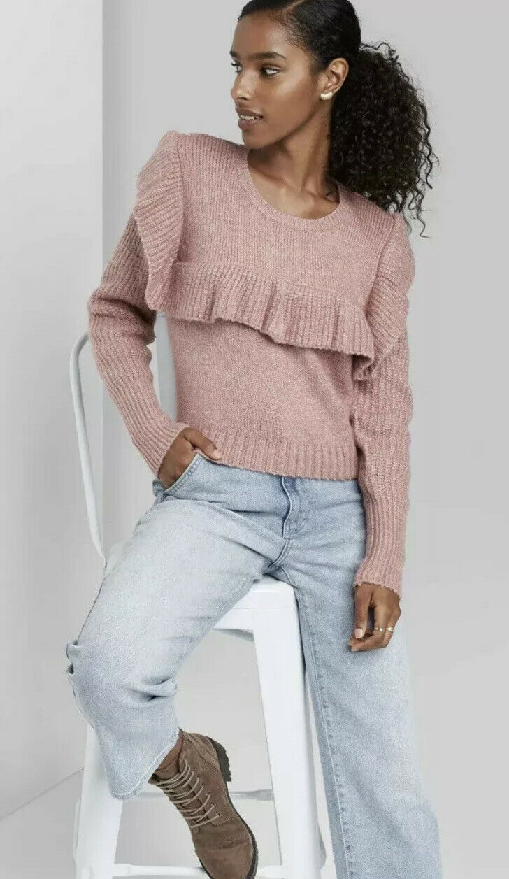 Women's Knitted Sweater with Ruffle