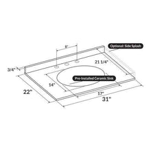 Load image into Gallery viewer, 31&quot; Vanity top with sink 8&quot; spread Granite Wheat #2199HW
