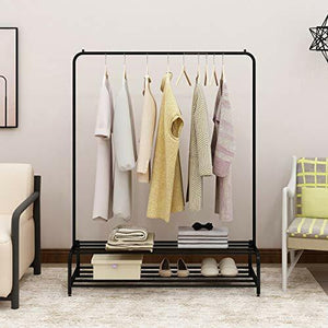 47 x 17 x 60 Garment Rack Industrial Freestanding Clothes Rack With Top Rod And 2 Tier Lower