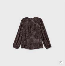 Load image into Gallery viewer, Women's Long Sleeve Tie-Front Peasant Top
