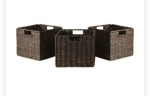 Three Piece Small Chocolate Foldable Storage Baskets #9420