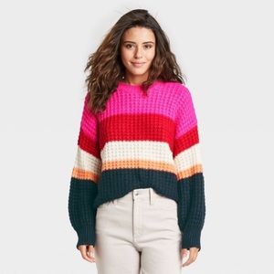 Women's Striped Knit Pullover Sweater